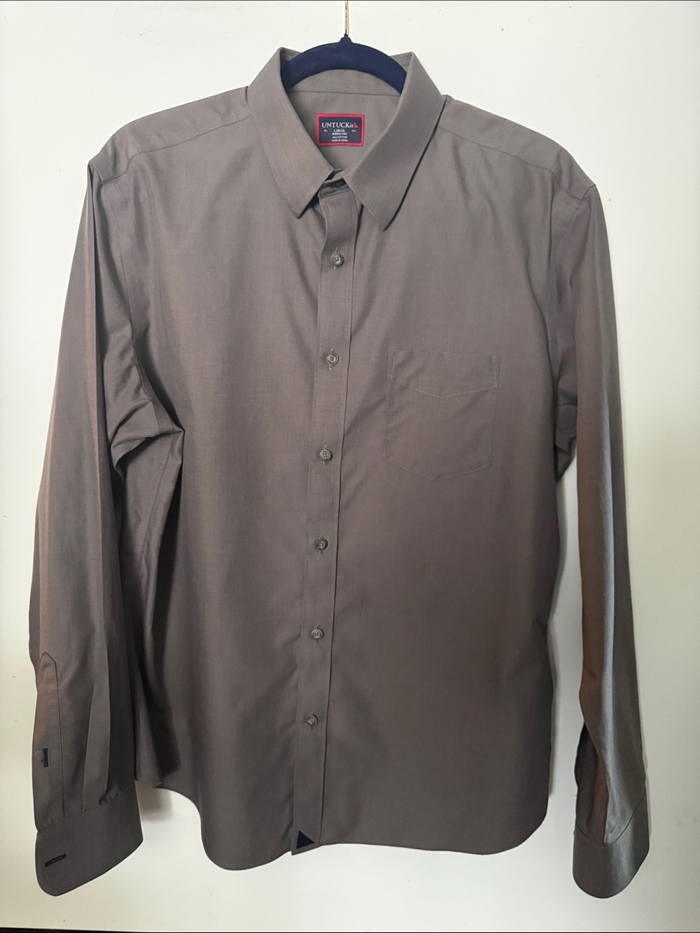 UNTUCKit Men's Long Sleeve Dress Shirt in Taupe